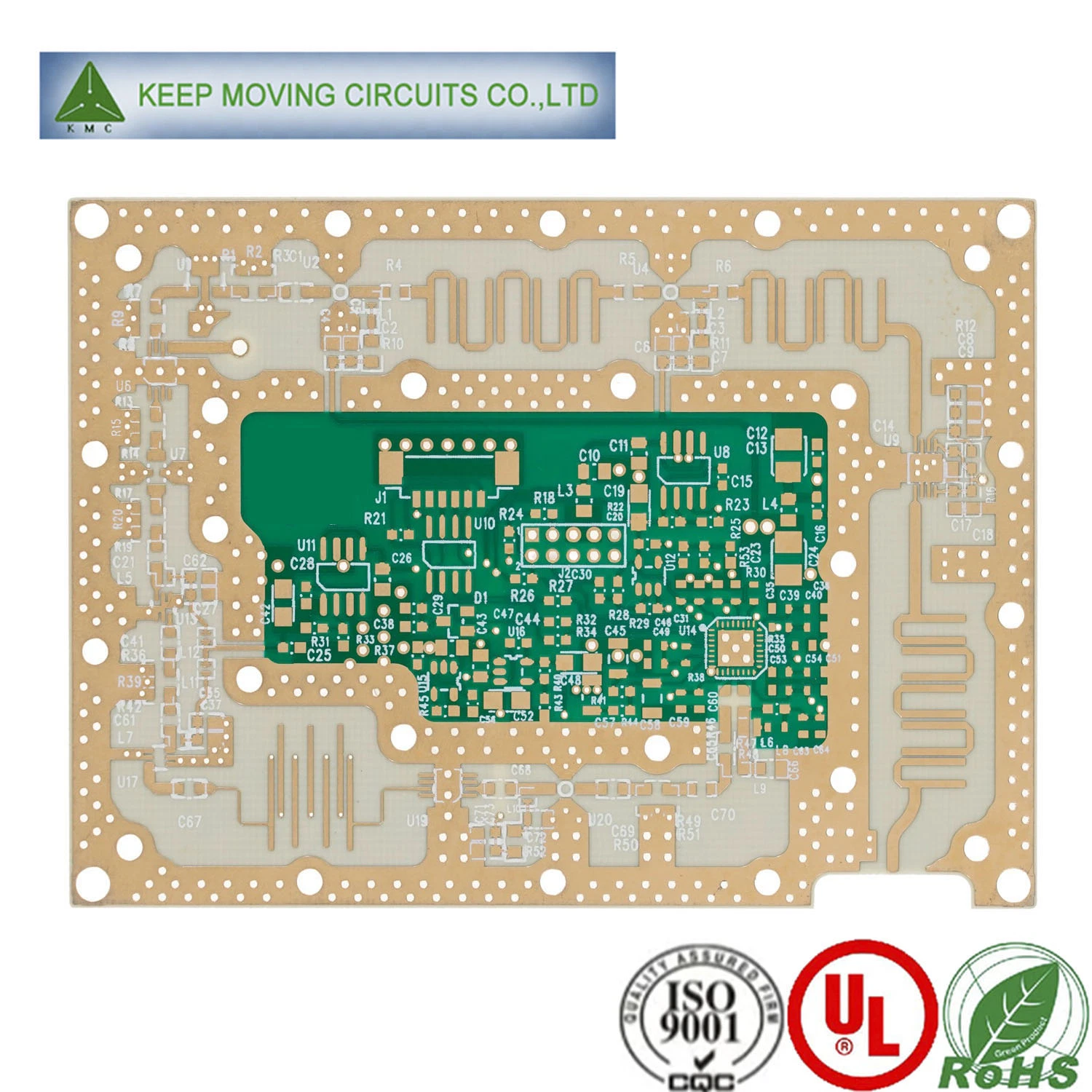 Personalizados de alta freqüência de PCB da placa de circuito do FR4+Rogers combinado de PCB a produção de Design
