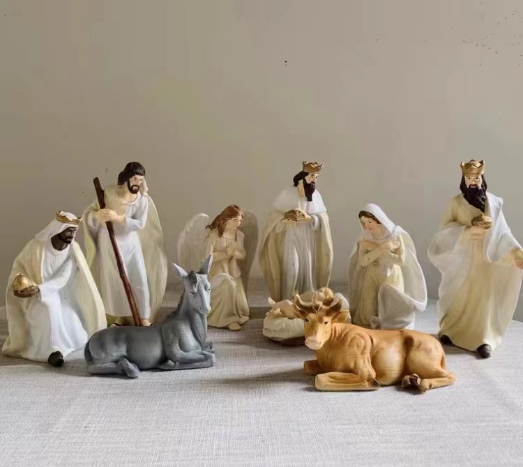 OEM Factory Customized Polyresin Nativity Figurine Christmas Manger Stable Nativity Manger Wholesale/Supplier Resin Christmas Nativity Set Manufacturer in China