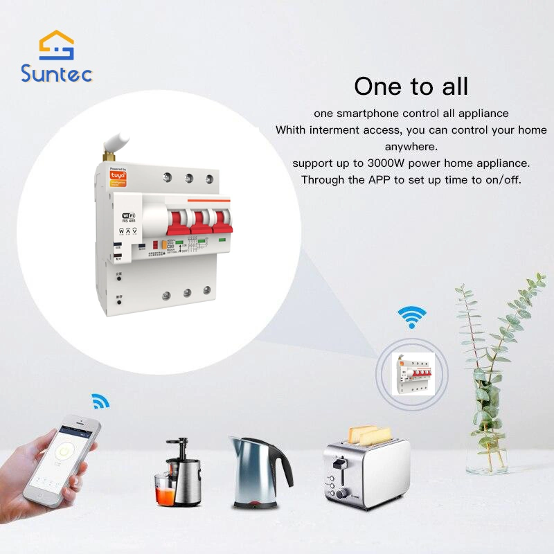 نظام قياس حماية من التسرب الأرضي عبر تقنية WiFi/ZigBee Smart Electrical MCB Switch الوظيفة