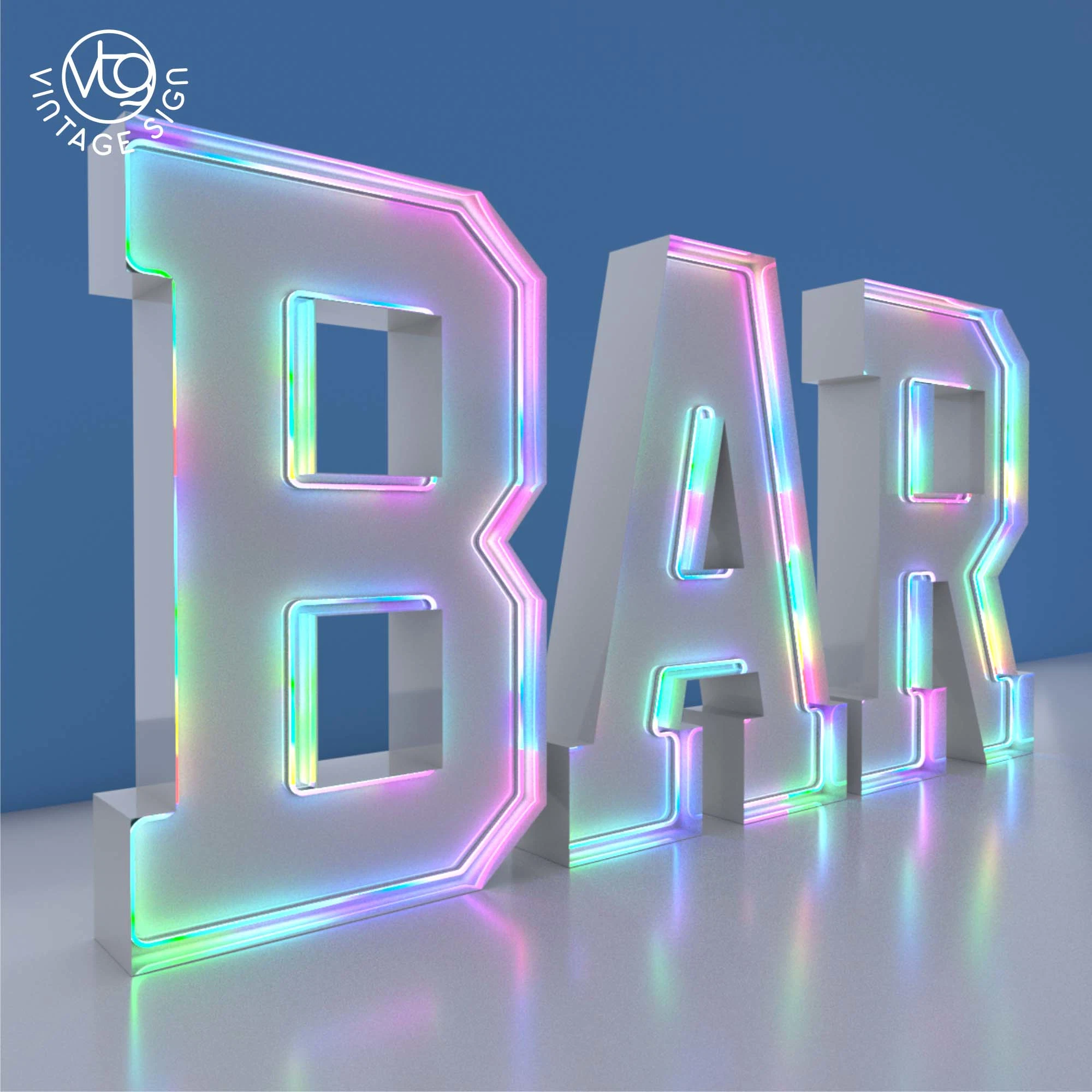 Bar Decor Wall Mounted Steel Frame White Neon Letters Sign