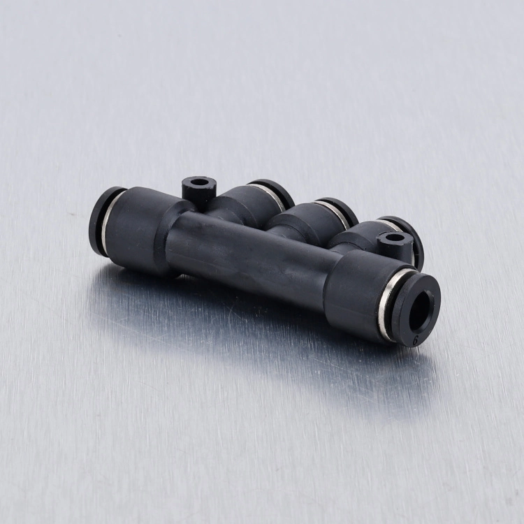 5 Way PVC Fitting Black Pneumatic One Touch Tube Fittings Black 5 Way Plastic Fitting Connector