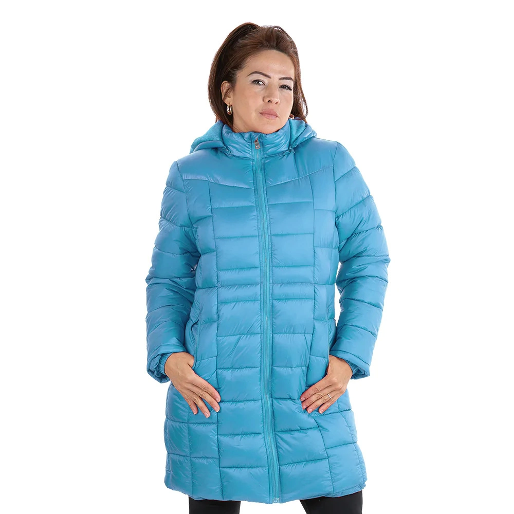 Frauen lange Soft Shell Polsterjacketdrei viertlang solide bequem Fleece Gefütterte Jacke Winterbekleidung