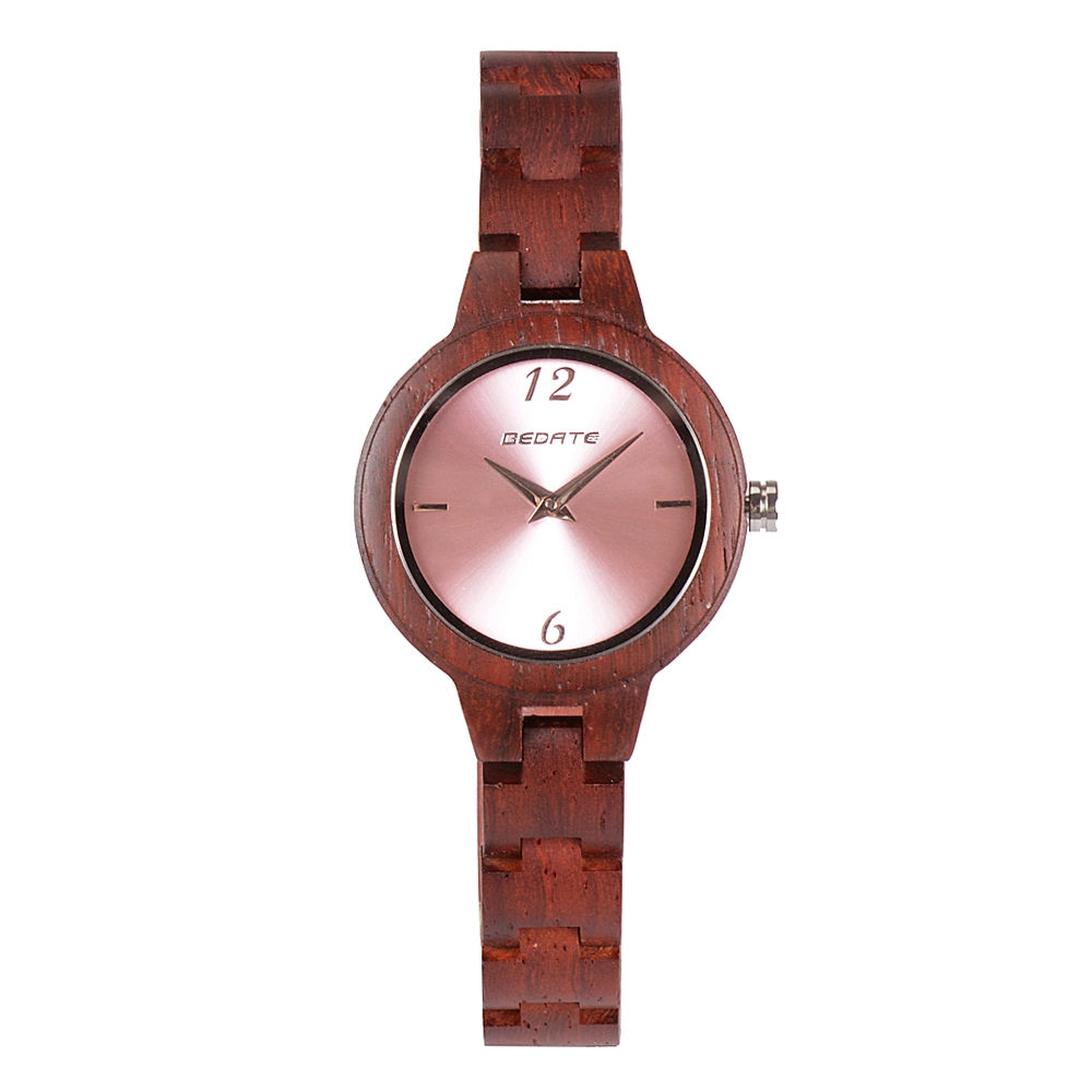 Nouveau design de vente chaude Lady Design bois de santal rouge Logo personnalisé en bois de quartz watch