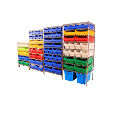 Electronic Spare Parts Wire Shelving Trolley with Bins Unit