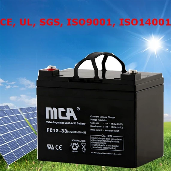 Хорошее качество солнечного кремния геля аккумуляторная батарея питания 12V33Ah