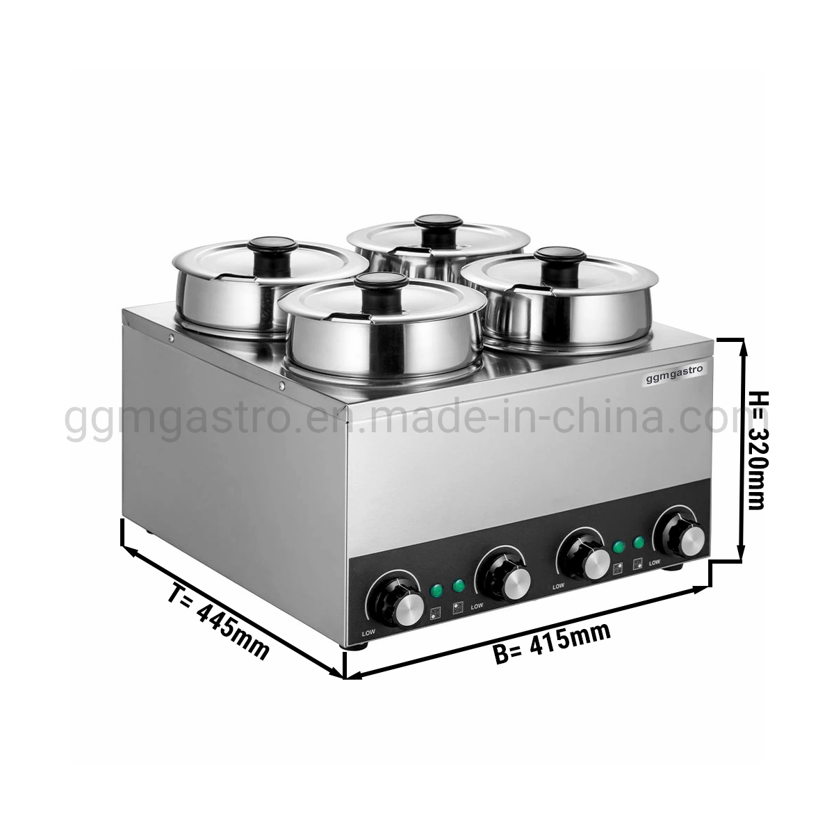 14L Electric Hot Pot with 4 Pots Adjustable Temperature Soup Kettle