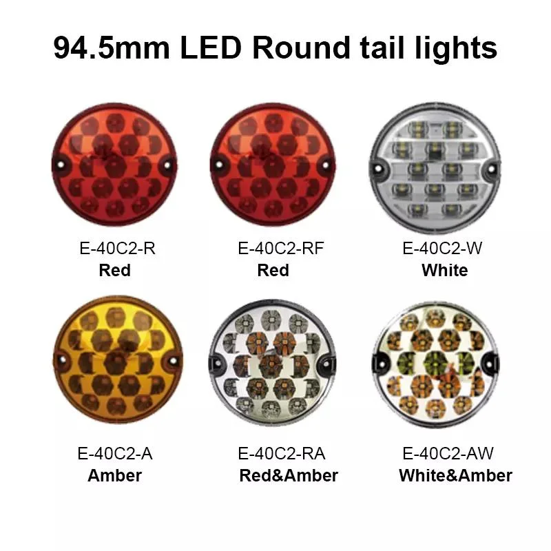 Fmvss 108 ECE R6 R7 White LED Rear Reversing Trailer Tail Light Round LED Truck Tail Light