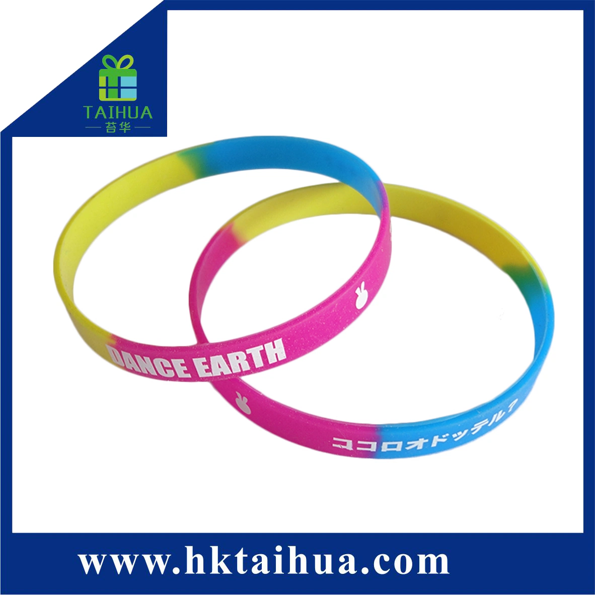 1/4 Inch Thin Silicone Bracelet Wristband with Custom Logo for Promotion