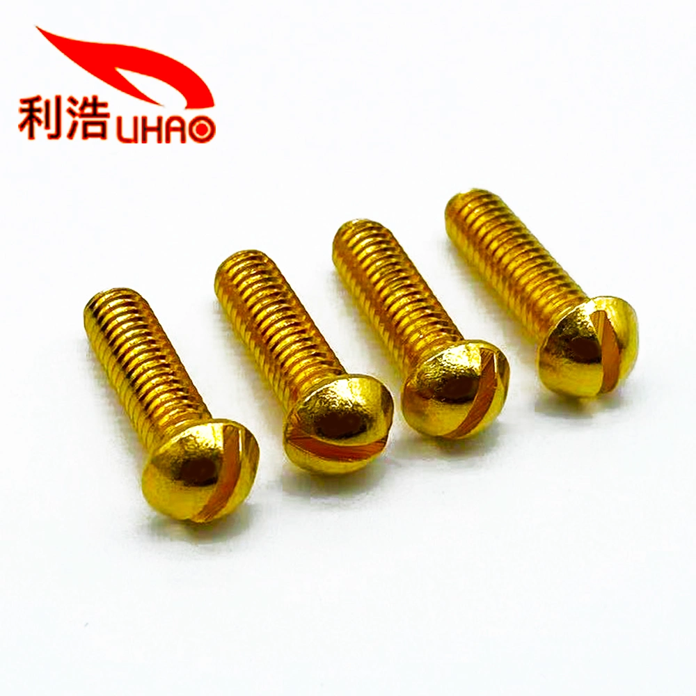 Pure Copper Brass with Gold-Plating Slotted Cross Phillips Pan Head Screw