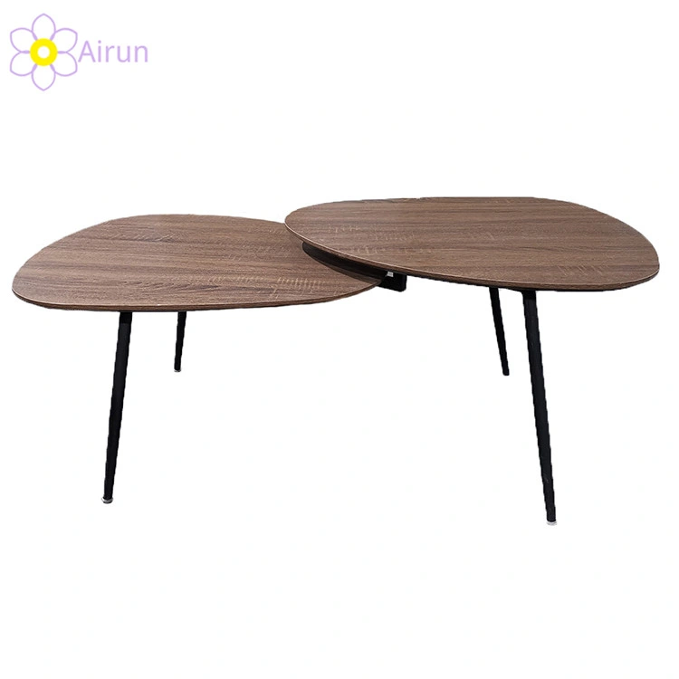 Best Sale Wooden Coffee Tables Sets Simple Side Table Metal Legs End Table Sets