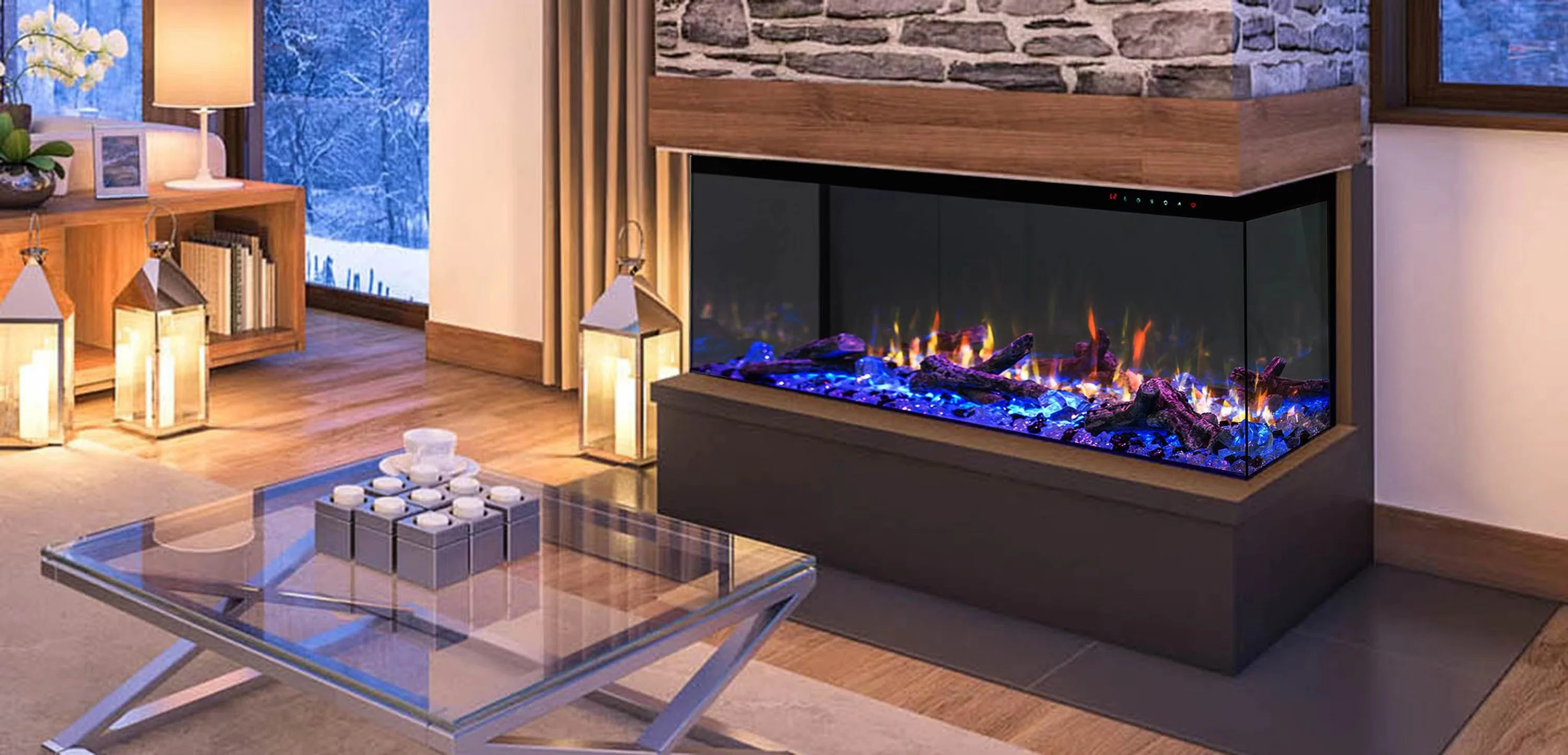LED Mobile APP Voice Touch Screen Control Fireplace
