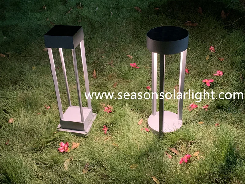 Nueva Ronda de iluminación Energía Solar exterior de iluminación Jardín Bollard Luz Con luz LED blanca y cálida