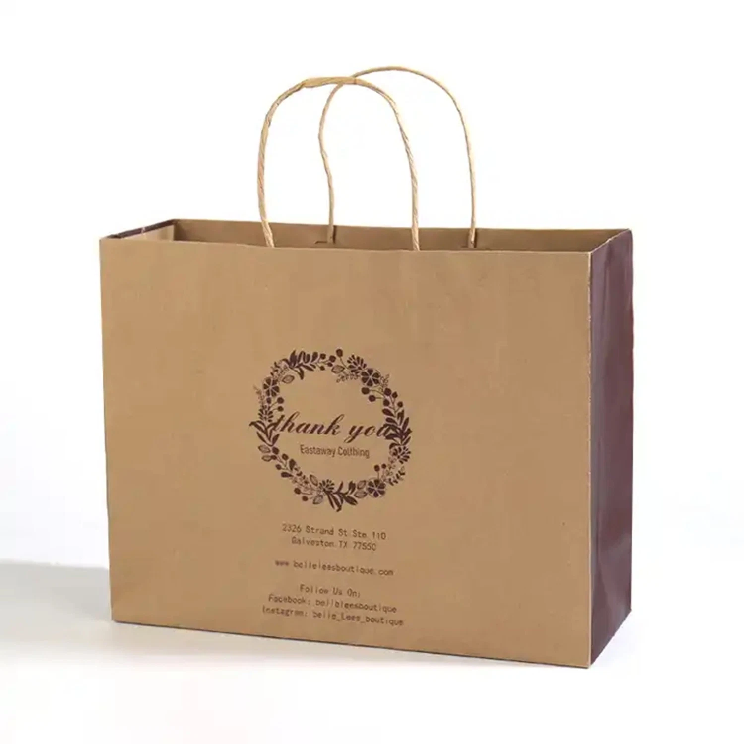 Custom Brand Boutique Shop Packaging Retail Paper Bag with Turn Over Top