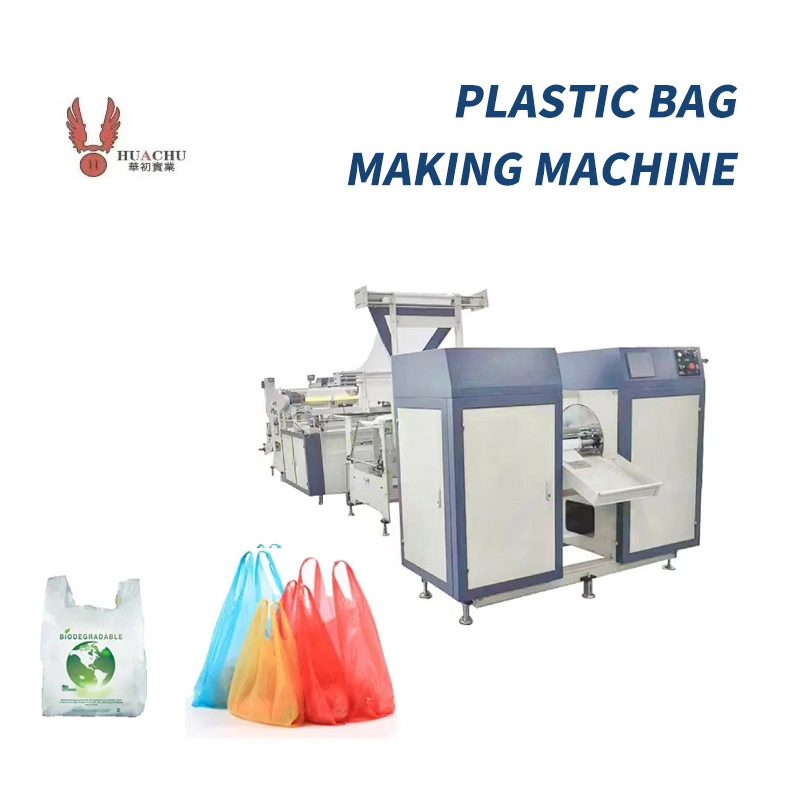 Fully Automatic Plastic Poly Biodegradable PE HDPE LDPE Continuous Drawstring Garbage Bag Making Machine Rolling Draw Tape Garbage Bag on Roll Machine