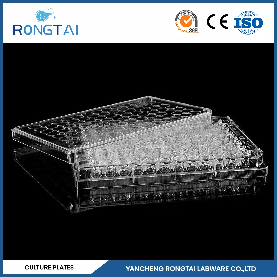 Rongtai 24 Mayorista/Proveedor de plato de cultivo celular de 96 pocillos de fondo plano de la placa de la placa de cultivo celular de China