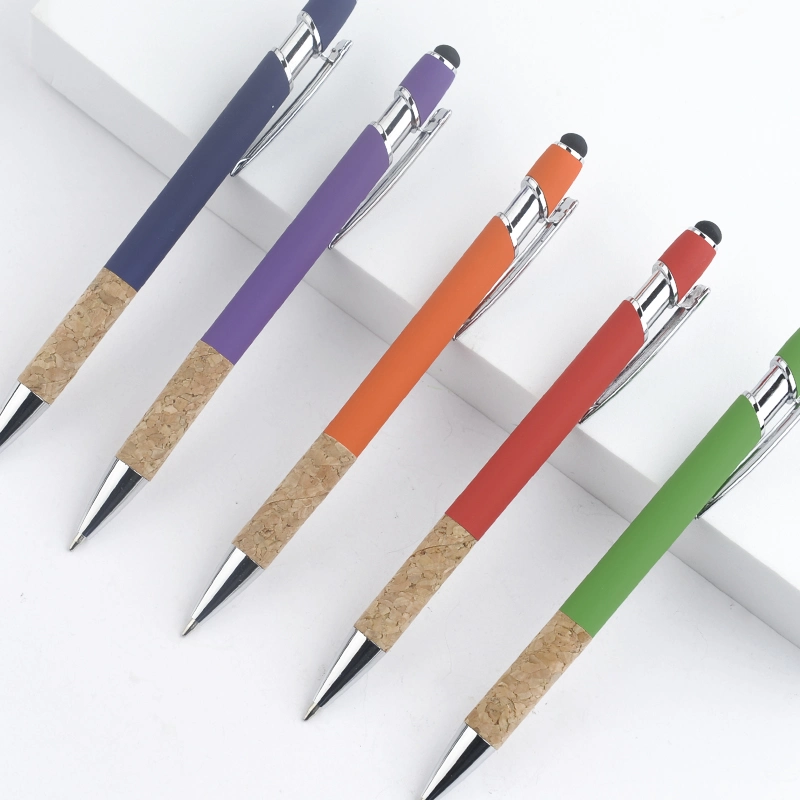 Marketing al por mayor 2-in-1 Regalo personalizado Metal Cork pantalla Touch Pen