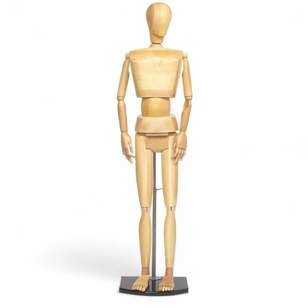 71" Lifesize Wooden Manikin Male with Base and Flexible Body