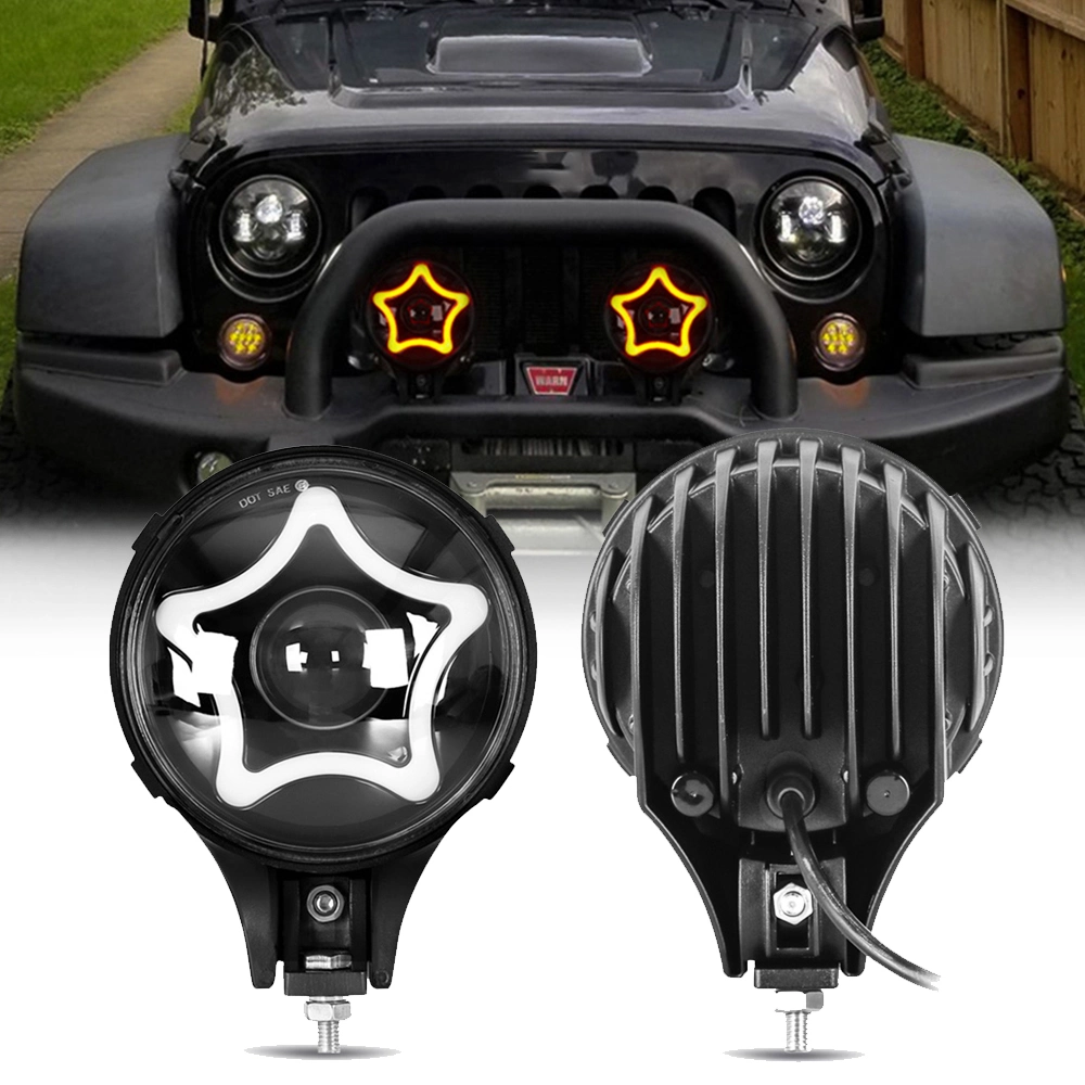 Waterproof IP67 7" Car Head Lamp High Low Beam Star Ring Jl Xj Yj LED Headlight 12V 24V LED Work Light for Jeep Wrangler Offroad