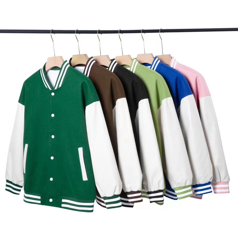Wholesale Customized Apparel Solid Color Cotton Letterman Jacket