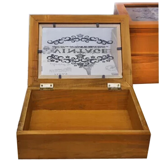 Wooden Gift Box Cover Glass Box, Wooden Packing Box