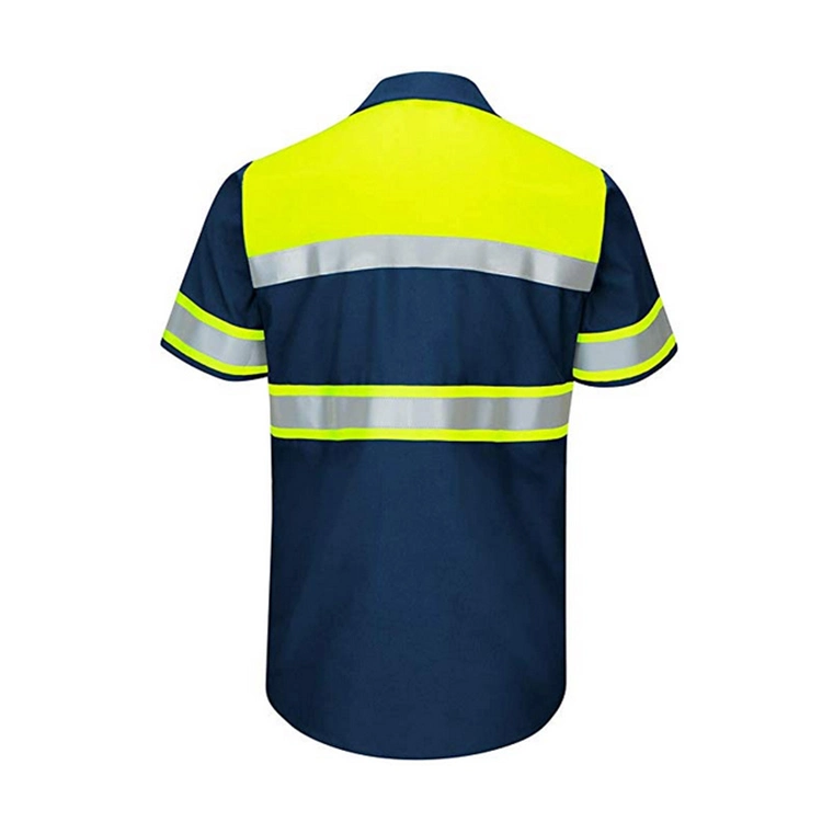 Custom Safety Reflective Tape Construction Workwear Men Short Sleeve Work Shirt Uniforms