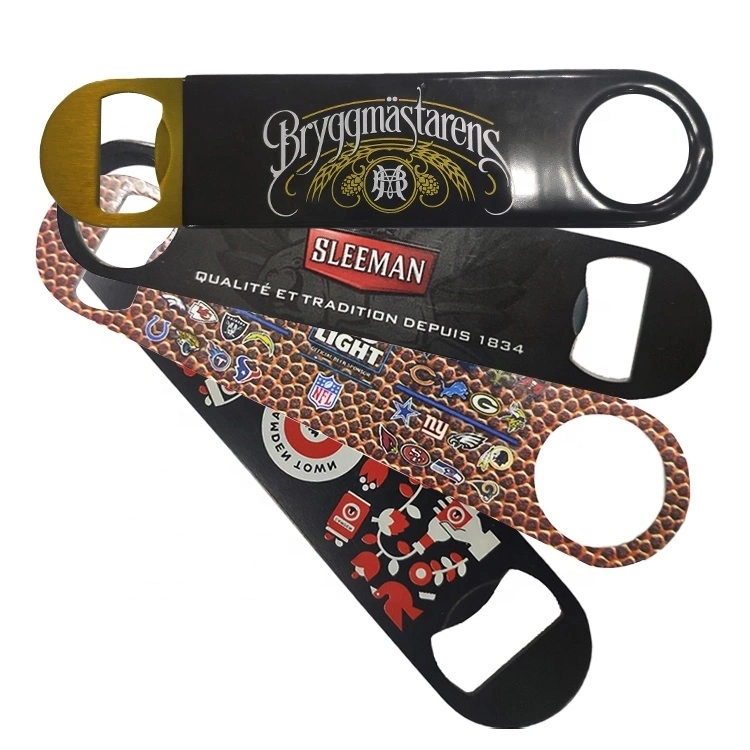 Venda por grosso de aço Strainless cerveja a tela personalizada de logotipo impressão abridor de garrafas Artesanato (OPENER-35)