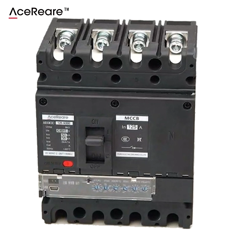 Disjoncteur à boîtier moulé électronique série Arm3e Arm3e-125A-4300 4p MCCB 4p 4 pôles 125 a