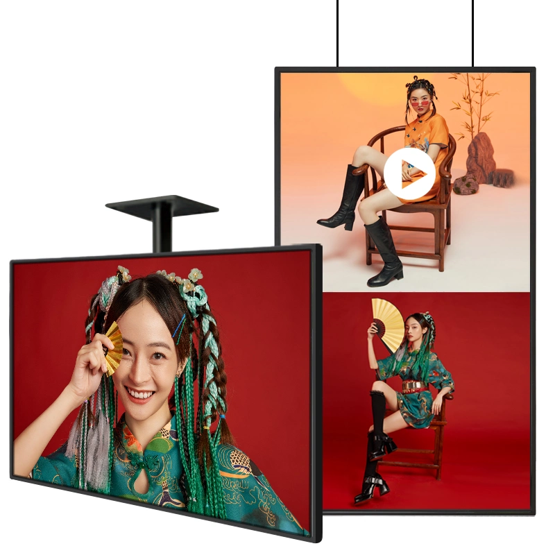 High Brightness Ceiling Hanging Digital Screen Display Double Screens Signage Screen for Shopping Mall