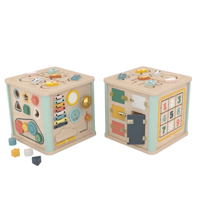 Wooden Bead Maze Kids Play Educational Large Activity Cube