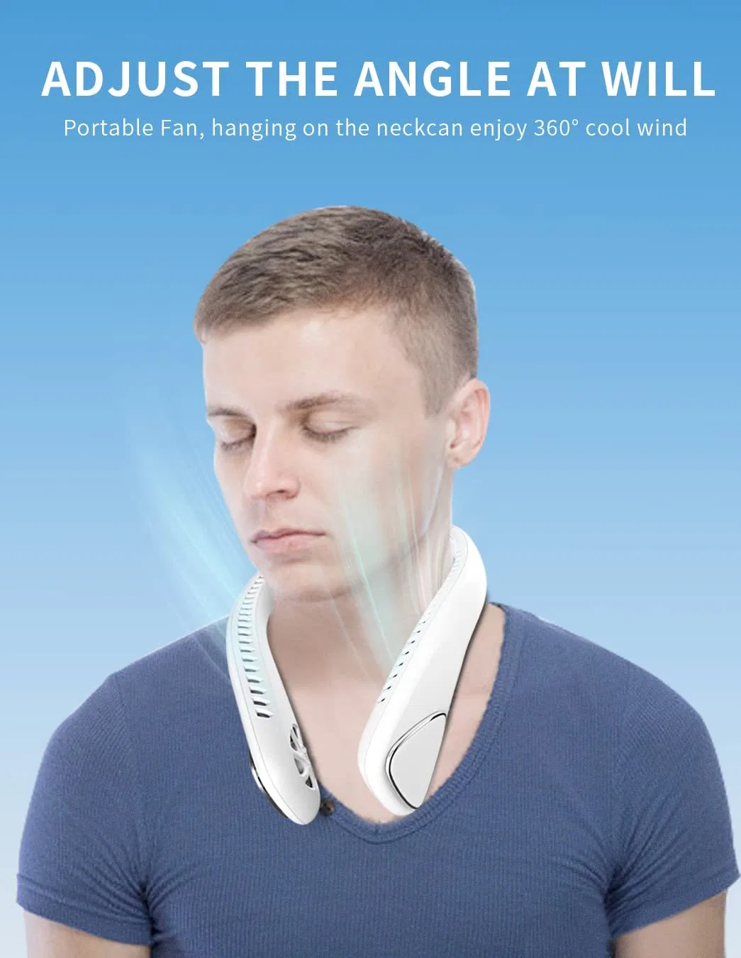 Fashionable 3 Speeds Portable Rechargeable 6000mAh Battery Operated Wearable Bladeless Neck Fan