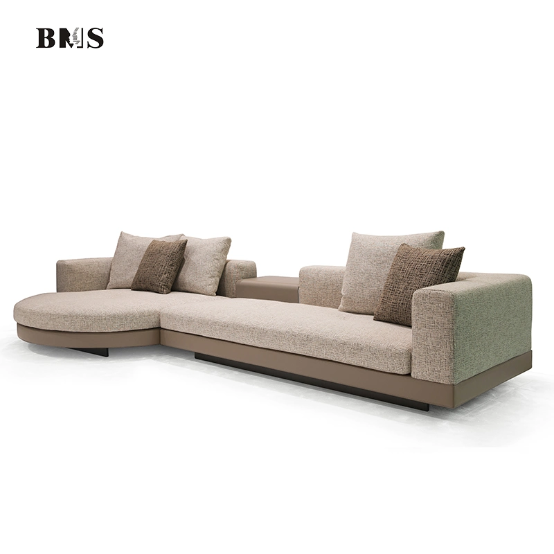 High-End Modern Contemporary L Shaped Round Chaise Sectional Sofa