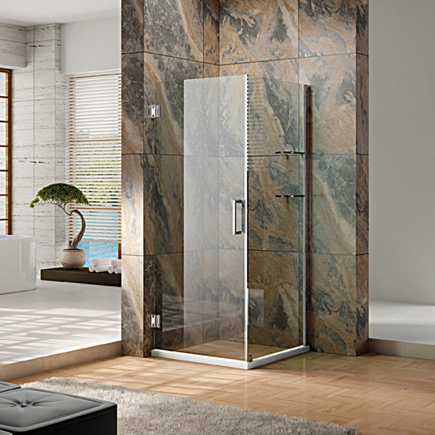 Tempered Glass Shower Door Simple Bathroom Room (MZ1221)