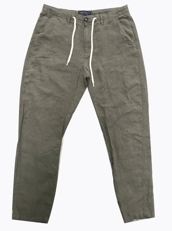 Мужские/женские брюки из ткани с плотной посадкой и обтекания из лиен/хлопка Смешанные брюки из лиен стретч из китайского хлопка Пояс