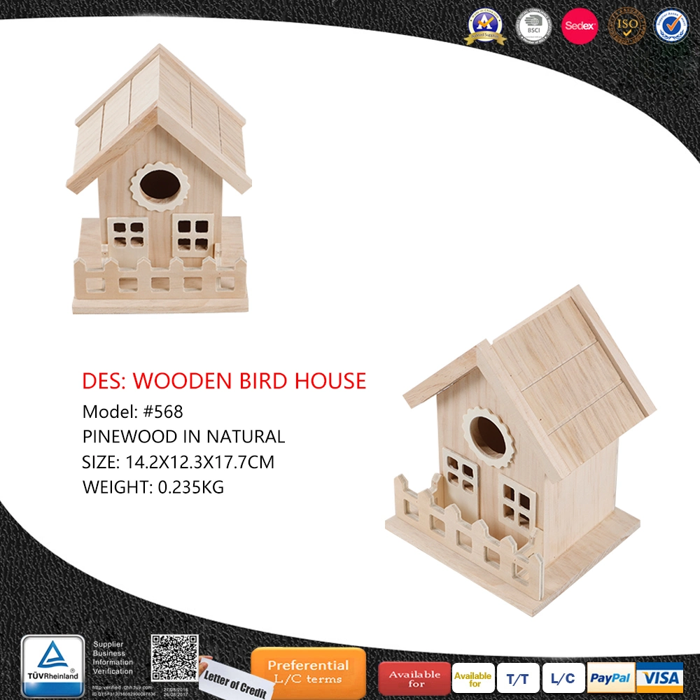 Natural Wood Birdhouse Paint Mini Bird Nest for DIY Crafts