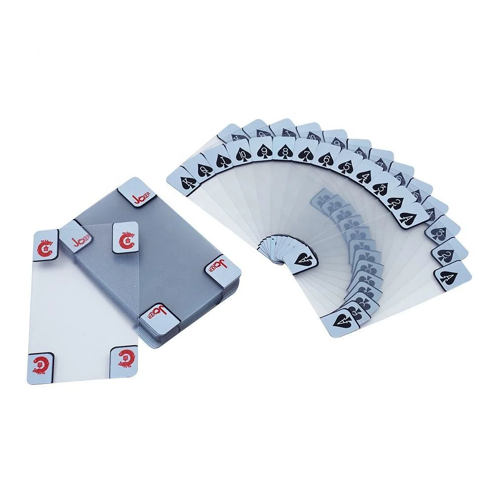 بطاقات PVC Clear Playing Cards مصنوعة من قبل OEM 100% بلاستيك مقاومة للماء Crystal لعبة بطاقات بوكر شفافة
