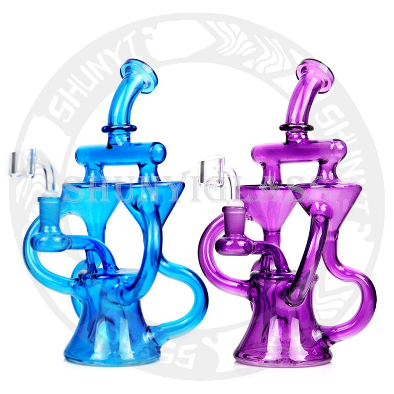 Fluorescent Colorful DAB Rig High Quality Recycler Smoking Water Pipe with 14.4 mm Joint Banger