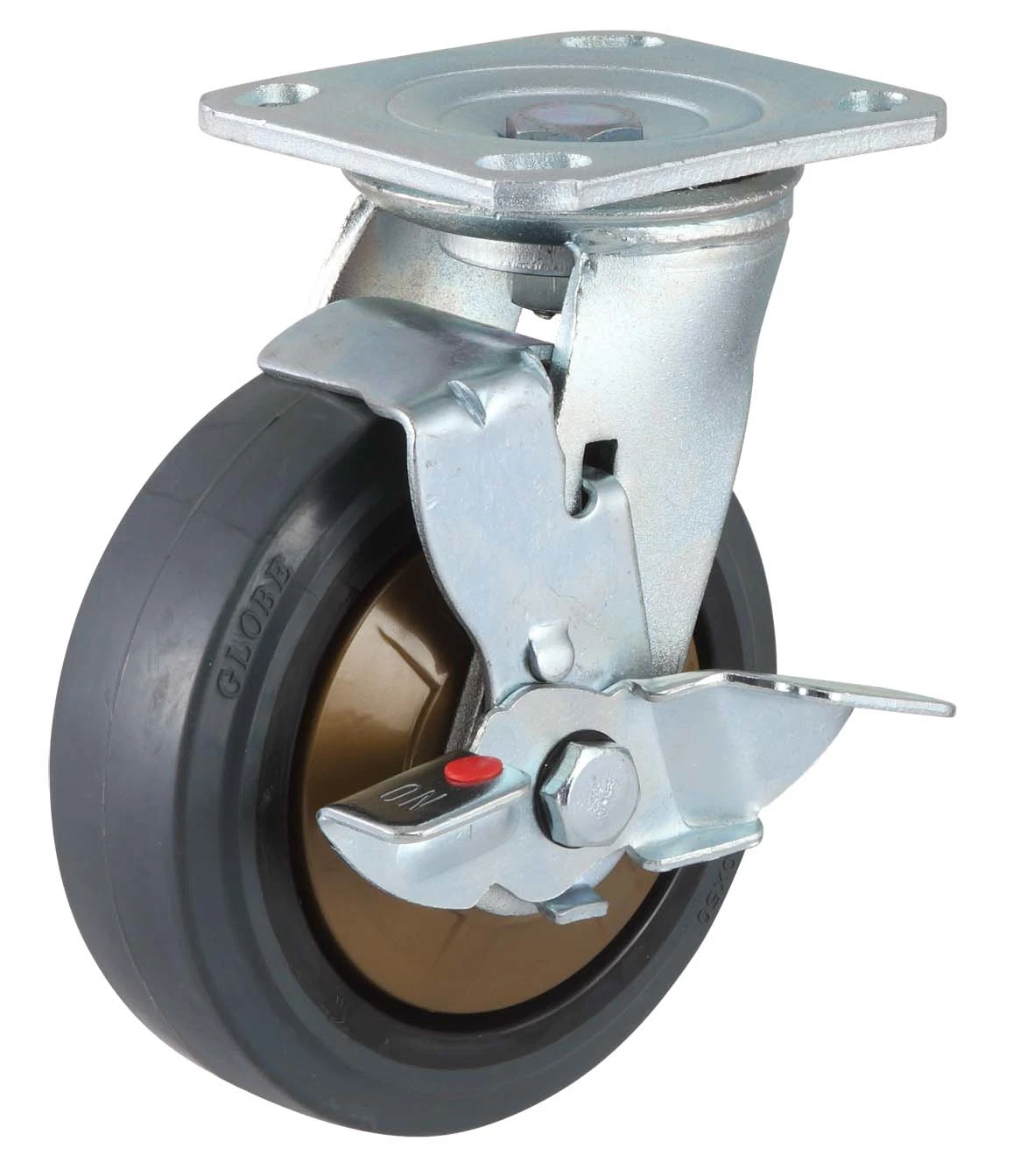 Nylon Core Rubber Wheels Casters Swivel Metal Dual Brake (grey)