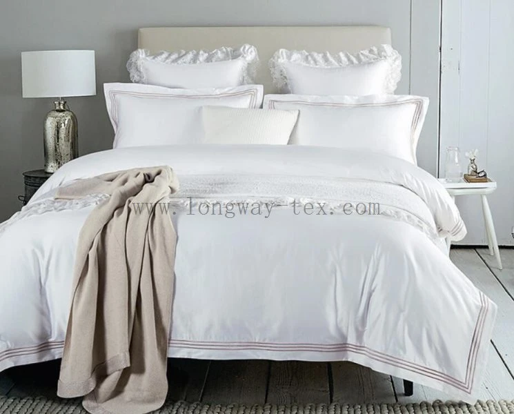 Long Staple Cotton 500tc High quality/High cost performance  White Hotel King and Queen Size Bedding Set