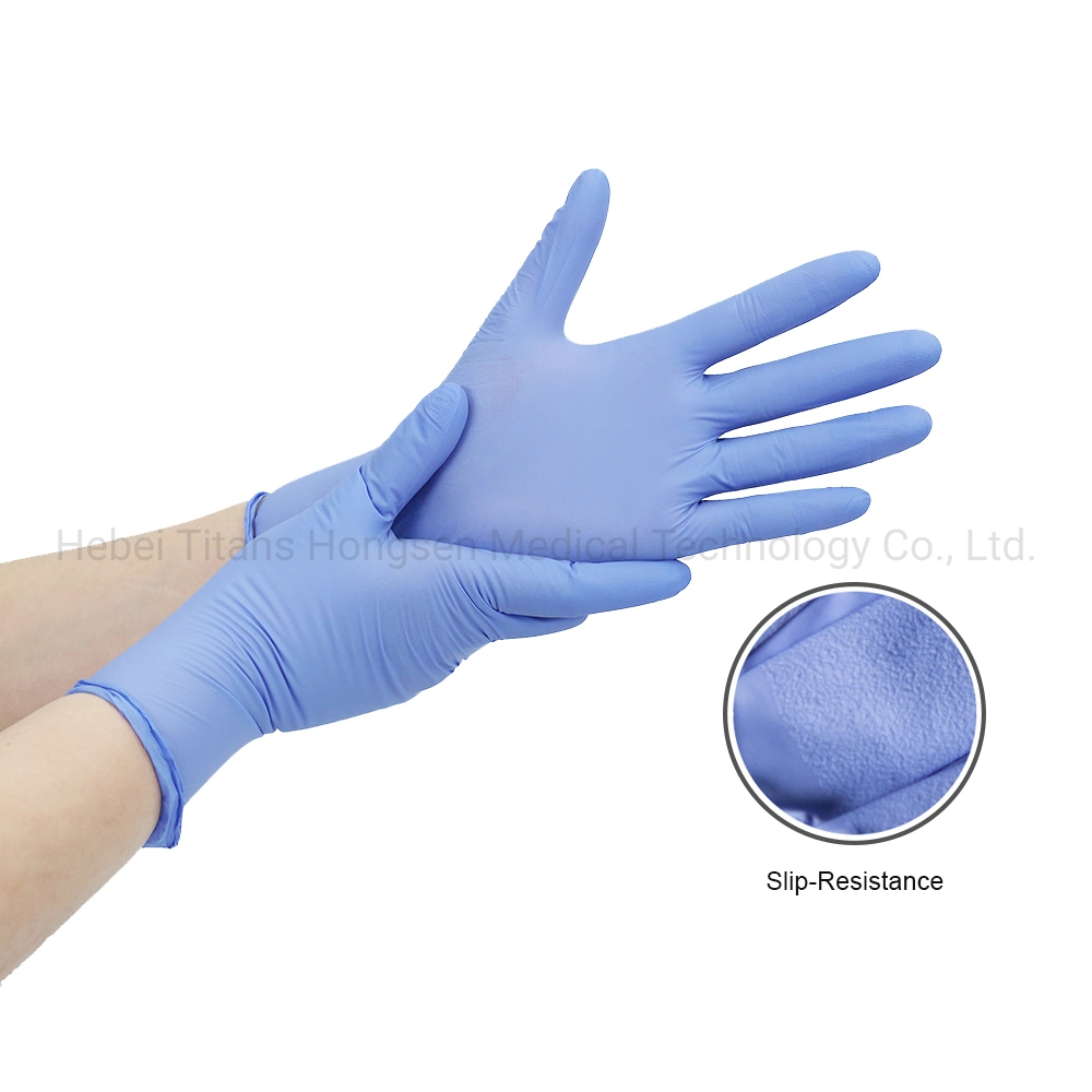 Titanfine Professional Manufacturer Blue Nitrile Disposable Gloves Powder Free