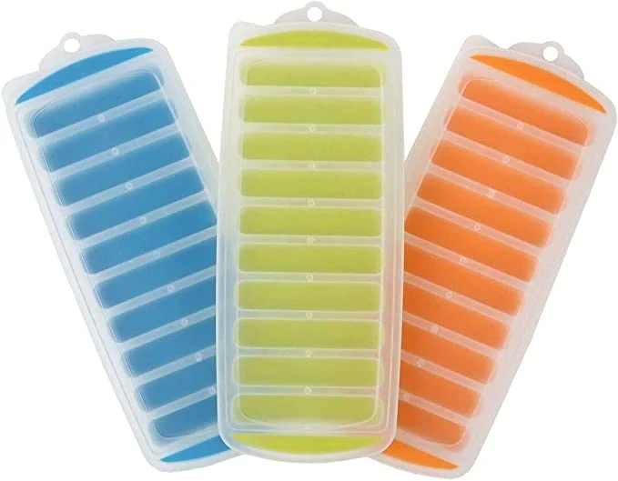 Silicone Narrow Ice Stick Cube Trays with Easy Push and Pop out Material Ideal for Sports and Water Bottles BPA Free