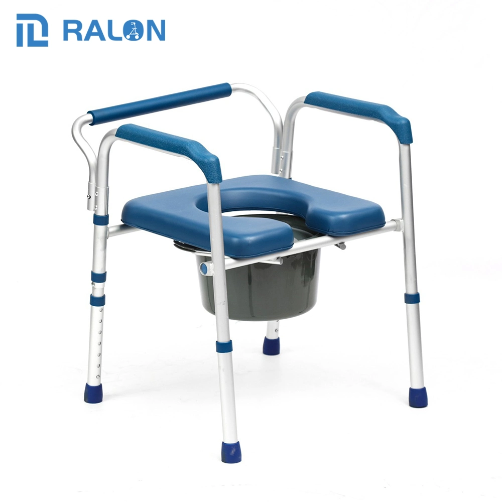 Equipo médico Europeo asiento grande Servicio pesado ancianos aluminio plegable Silla Commode