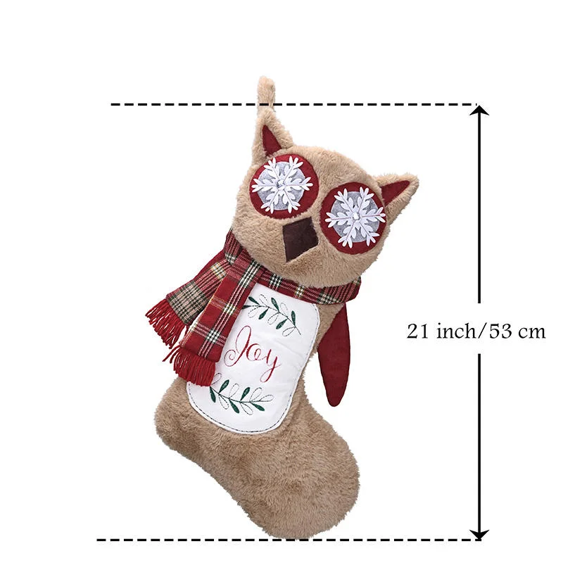 Plaid Cat Christmas Stocking Socks Xmas Pets Red White Candy Gift Bags