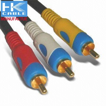 Black Stereo Audio Male to 3PCS RCA Male AV Cable for TV and Set-Top Box