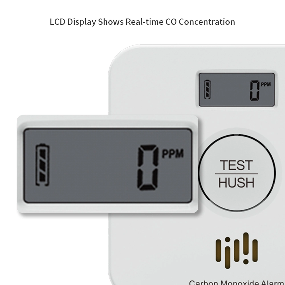 En50291 Battery Operated LCD RF433 Interlinked Carbon Monoxide Detector