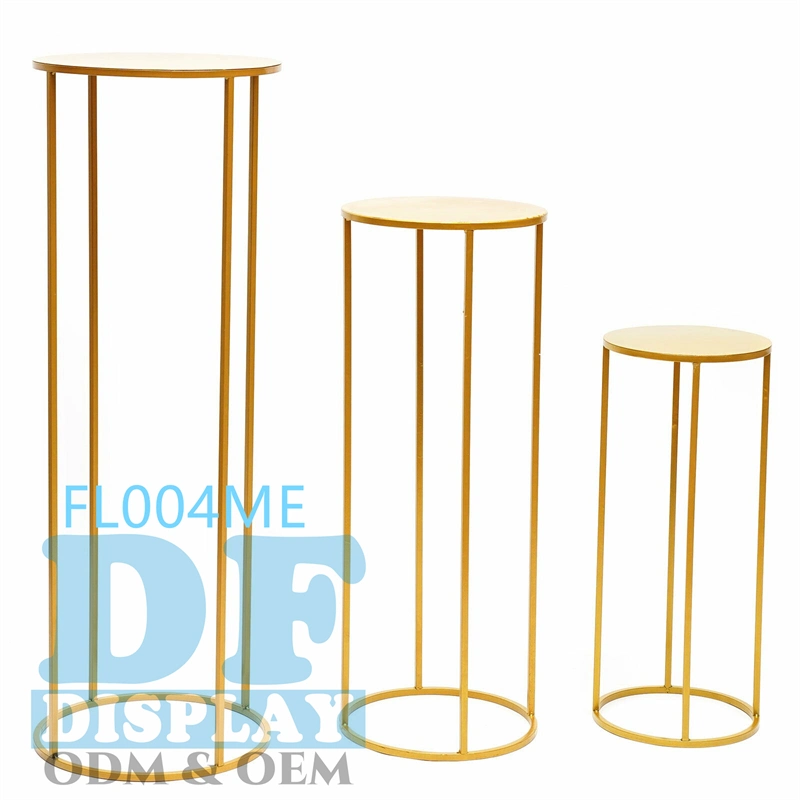 Flor de bodas de oro Boutique Metal Pedestal de soporte de columna planta Flor mostrar parte de carretera de banquetes de boda llevan camino de flores artificiales de soporte de Rectores de Rack de flores