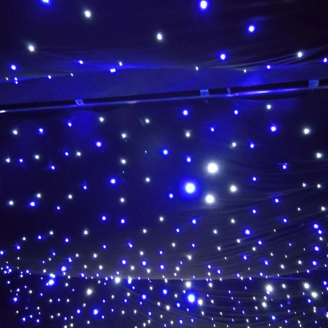 حفل زفاف قماشي أضواء LED ساطعة Twinkle Strobe Blue و ستار LED باللون الأبيض