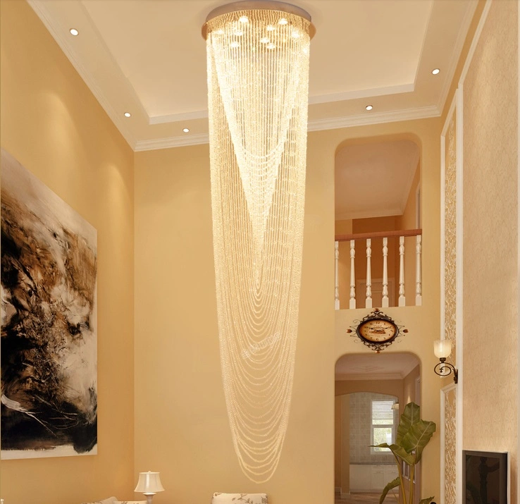 Lustre de luxe moderne en cristal, éclairage suspendu de grande taille, plafonnier pour grand hôtel Zf-Cl-035.