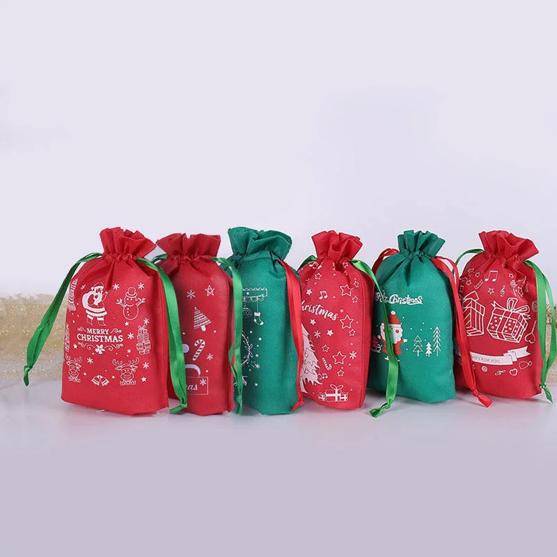 La flanelle de Noël Fu sac de bonbons de fruits de la paix rouge sac cadeau de mariage coulisse Bundle collection de cadeaux de poche