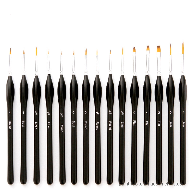 15PCS Matte Wooden Triangle Handle Artist Paint Brush Set for Small Details Miniature Hook Liner Pen Brush Set