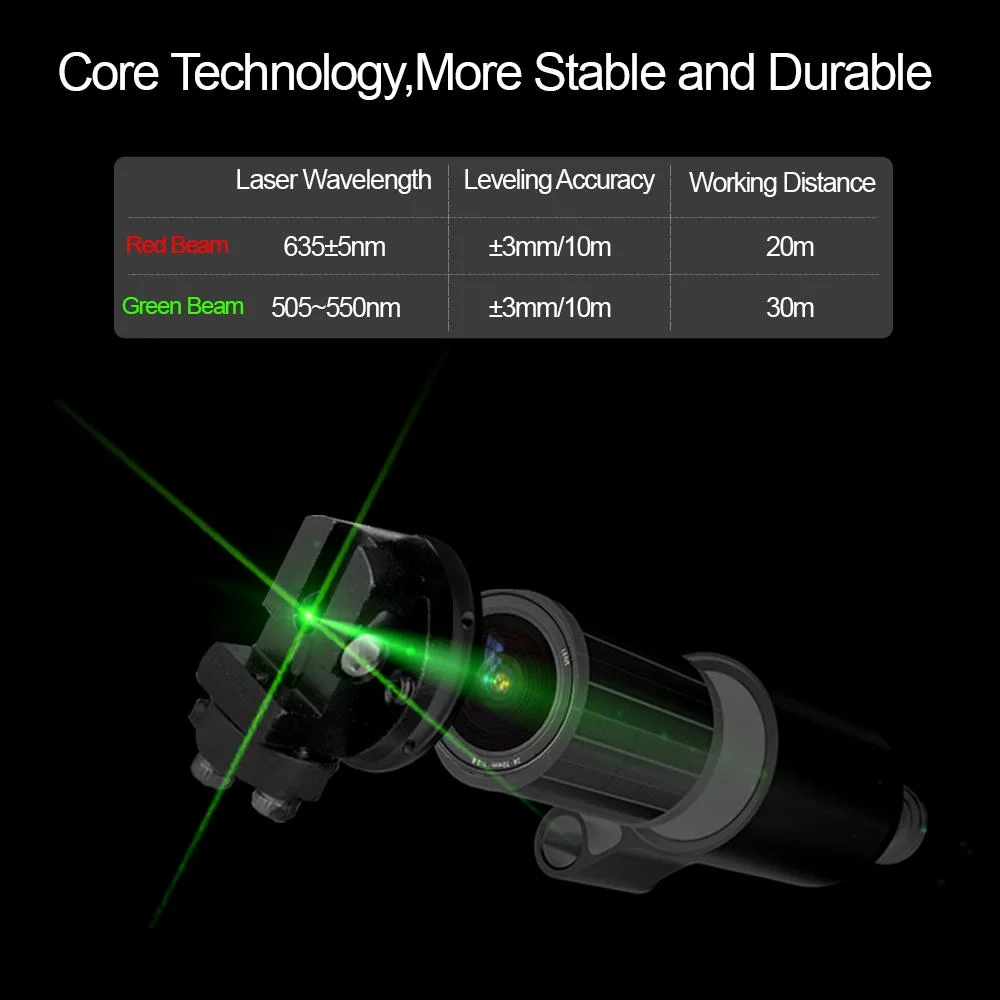 2 linhas de nível a laser verde Laser de feixes de auto-nivelamento horizontal e vertical Cross-Line